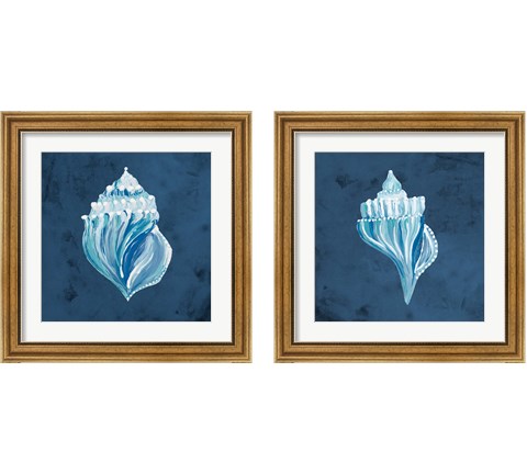 Azul Dotted Seashell on Navy 2 Piece Framed Art Print Set by Gina Ritter