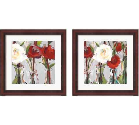 Red Romantic Blossoms 2 Piece Framed Art Print Set by Jane Slivka