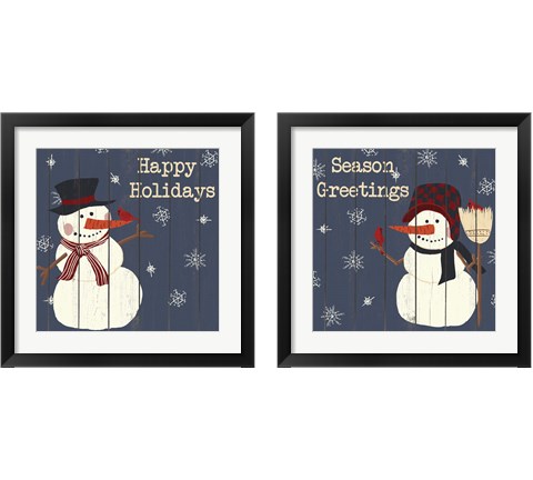 Cardinals And Snowmen 2 Piece Framed Art Print Set by SD Graphics Studio