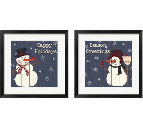 Cardinals And Snowmen 2 Piece Framed Art Print Set by SD Graphics Studio