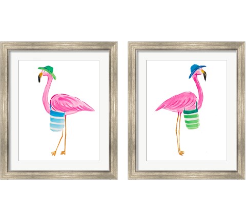 Beach Flamingo 2 Piece Framed Art Print Set by Julie DeRice