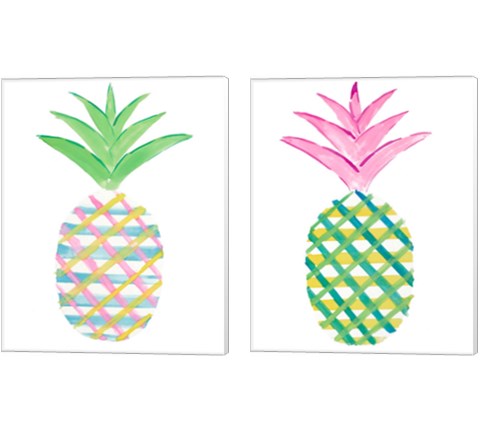 Punched Up Pineapple 2 Piece Canvas Print Set by Julie DeRice