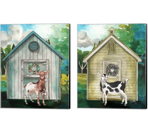 Goat Shed 2 Piece Canvas Print Set by Elizabeth Medley