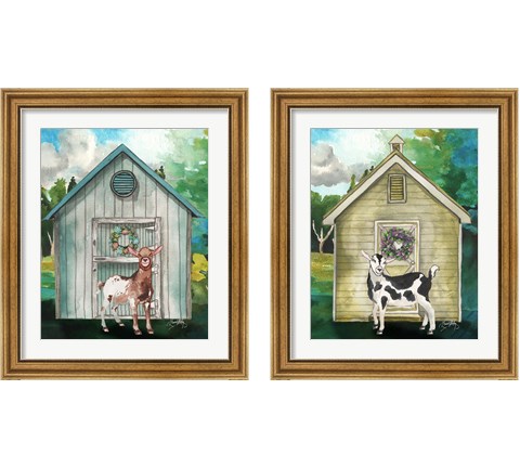 Goat Shed 2 Piece Framed Art Print Set by Elizabeth Medley