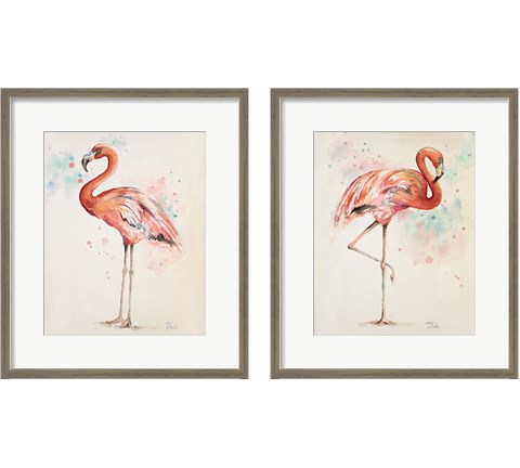 Flamingo  2 Piece Framed Art Print Set by Patricia Pinto