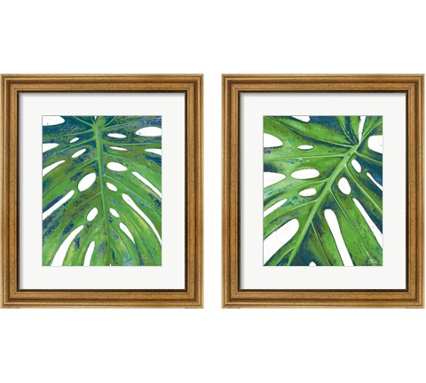 Tropical Leaf with Blue 2 Piece Framed Art Print Set by Patricia Pinto