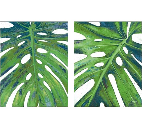 Tropical Leaf with Blue 2 Piece Art Print Set by Patricia Pinto