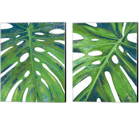 Tropical Leaf with Blue 2 Piece Canvas Print Set by Patricia Pinto