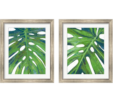 Tropical Leaf with Blue 2 Piece Framed Art Print Set by Patricia Pinto