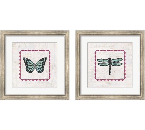 Insect Stamp Bright 2 Piece Framed Art Print Set by Courtney Prahl