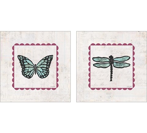Insect Stamp Bright 2 Piece Art Print Set by Courtney Prahl