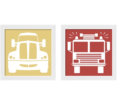 Front View Trucks Set II 2 Piece Framed Art Print Set by Color Me Happy