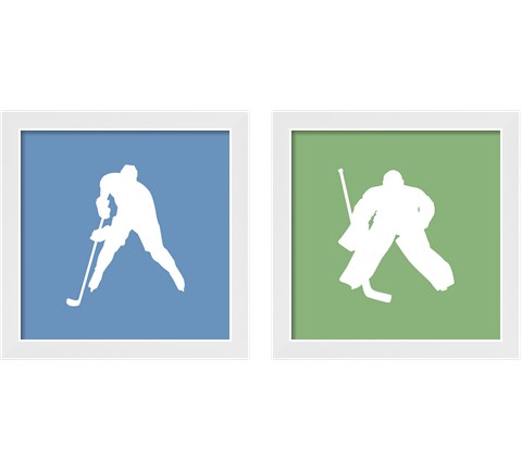 Hockey Player Silhouette 2 Piece Framed Art Print Set by Sports Mania
