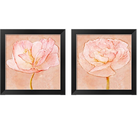 Sweet Peach Poppy 2 Piece Framed Art Print Set by Ramona Murdock