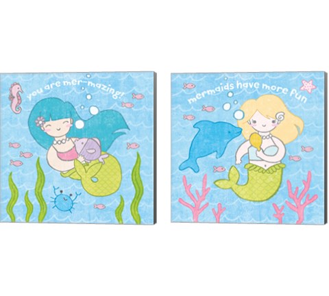 Magical Mermaid 2 Piece Canvas Print Set by Moira Hershey