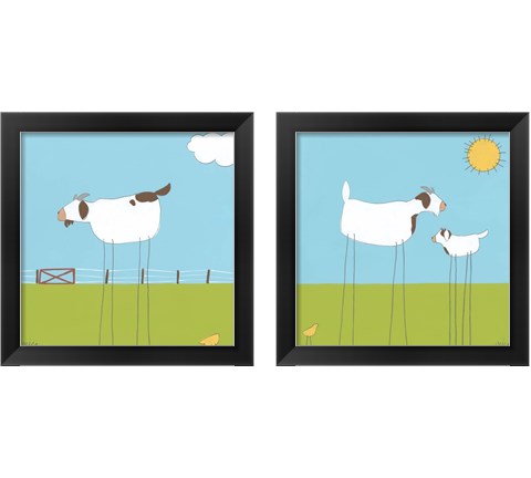 Stick-leg Goat 2 Piece Framed Art Print Set by June Erica Vess