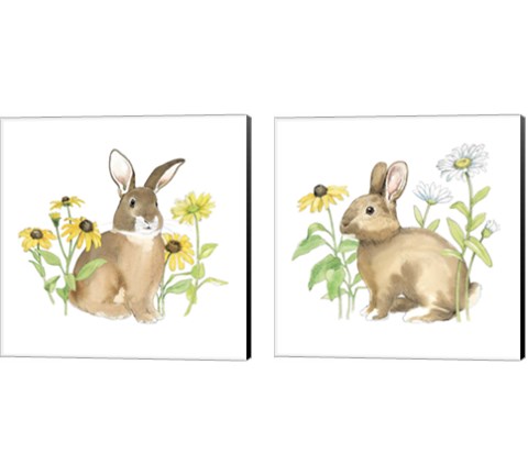Wildflower Bunnies 2 Piece Canvas Print Set by Beth Grove
