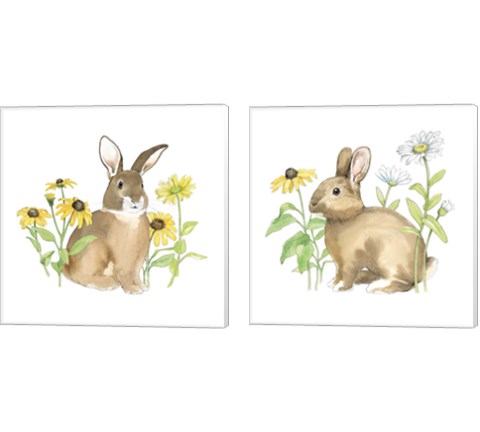 Wildflower Bunnies 2 Piece Canvas Print Set by Beth Grove