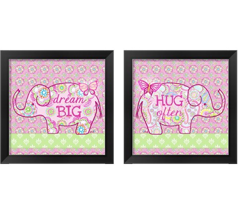Pink Elephant 2 Piece Framed Art Print Set by Andi Metz