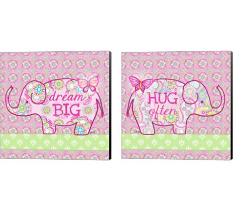 Pink Elephant 2 Piece Canvas Print Set by Andi Metz