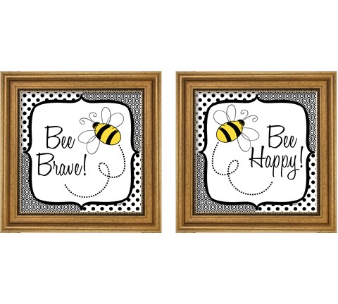 Bee Happy and Brave 2 Piece Framed Art Print Set by Tara Reed