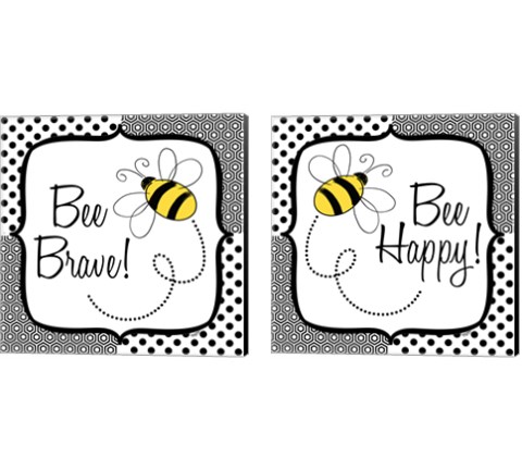 Bee Happy and Brave 2 Piece Canvas Print Set by Tara Reed