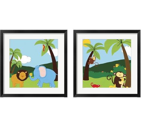 Jungle Jamboree 2 Piece Framed Art Print Set by June Erica Vess