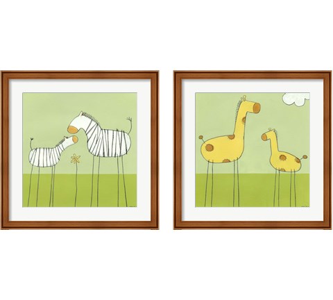 Children's Stick-Leg Safari 2 Piece Framed Art Print Set by June Erica Vess