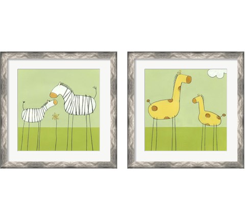 Children's Stick-Leg Safari 2 Piece Framed Art Print Set by June Erica Vess