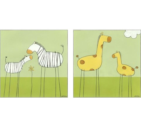 Children's Stick-Leg Safari 2 Piece Art Print Set by June Erica Vess