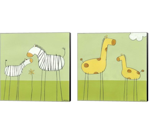 Children's Stick-Leg Safari 2 Piece Canvas Print Set by June Erica Vess