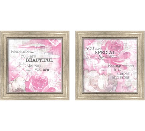 Textured Sentiment Pink 2 Piece Framed Art Print Set by Lee C
