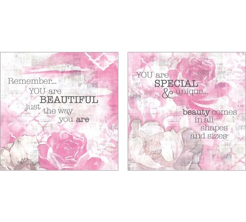Textured Sentiment Pink 2 Piece Art Print Set by Lee C