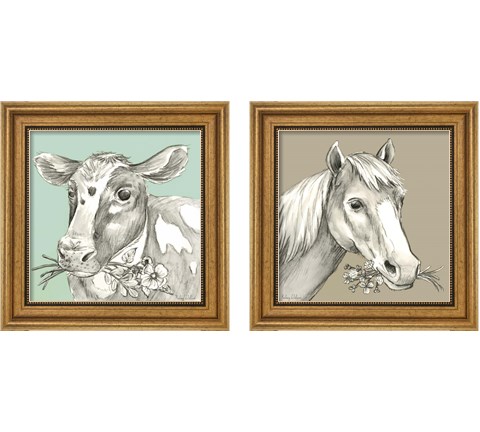 Whimsical Farm Animal 2 Piece Framed Art Print Set by Kelsey Wilson