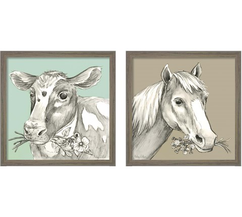 Whimsical Farm Animal 2 Piece Framed Art Print Set by Kelsey Wilson