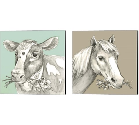 Whimsical Farm Animal 2 Piece Canvas Print Set by Kelsey Wilson