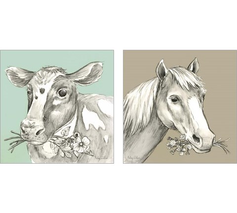 Whimsical Farm Animal 2 Piece Art Print Set by Kelsey Wilson