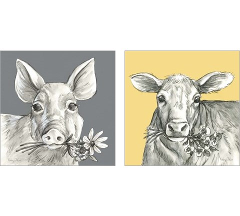 Whimsical Farm Animal 2 Piece Art Print Set by Kelsey Wilson