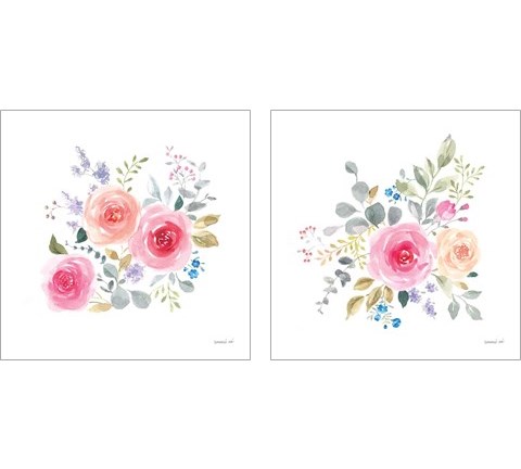 Lush Roses  2 Piece Art Print Set by Danhui Nai