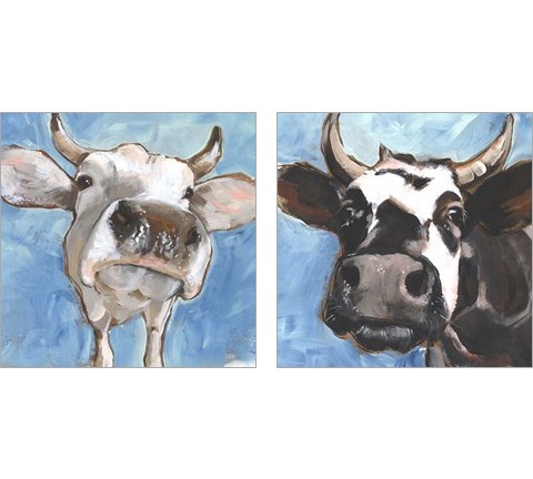 Cattle Close-up 2 Piece Art Print Set by Jennifer Parker