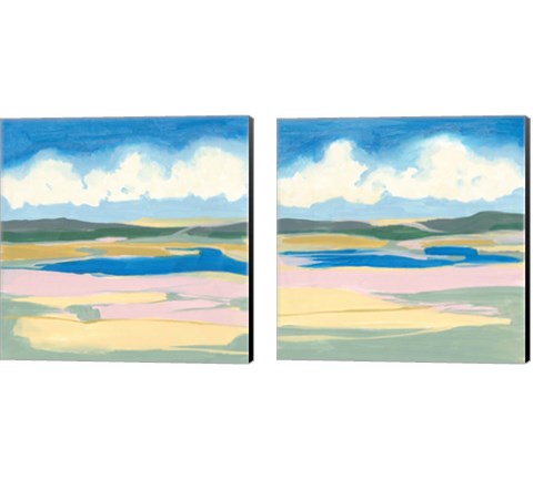 Pastel Rolling Fields 2 Piece Canvas Print Set by Jennifer Goldberger