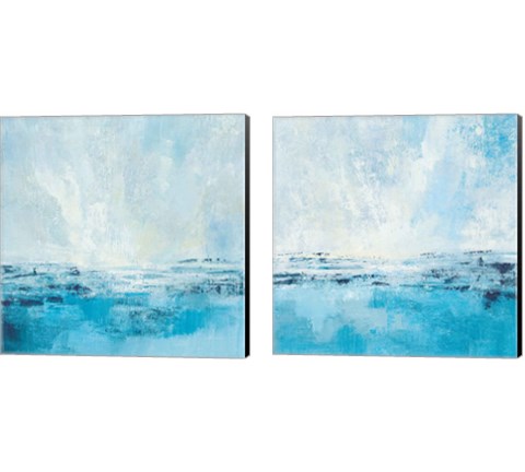 Coastal View Aqua 2 Piece Canvas Print Set by Silvia Vassileva