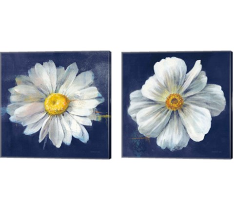 Boldest Bloom Dark Blue 2 Piece Canvas Print Set by Danhui Nai