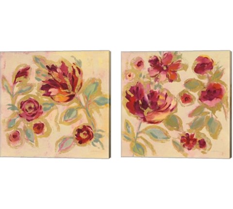 Gilded Loose Floral 2 Piece Canvas Print Set by Silvia Vassileva