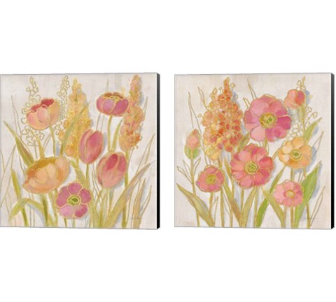 Opalescent Floral 2 Piece Canvas Print Set by Silvia Vassileva