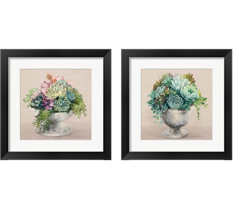 Festive Succulents Blush 2 Piece Framed Art Print Set by Julia Purinton