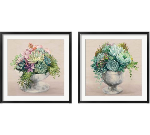 Festive Succulents Blush 2 Piece Framed Art Print Set by Julia Purinton