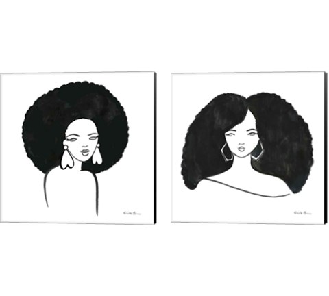 Afro Girl 2 Piece Canvas Print Set by Farida Zaman
