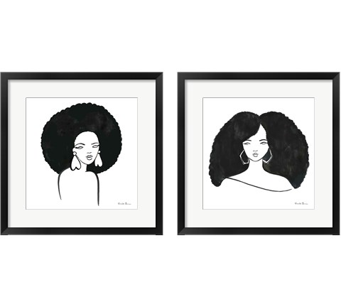 Afro Girl 2 Piece Framed Art Print Set by Farida Zaman