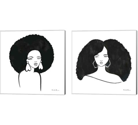 Afro Girl 2 Piece Canvas Print Set by Farida Zaman